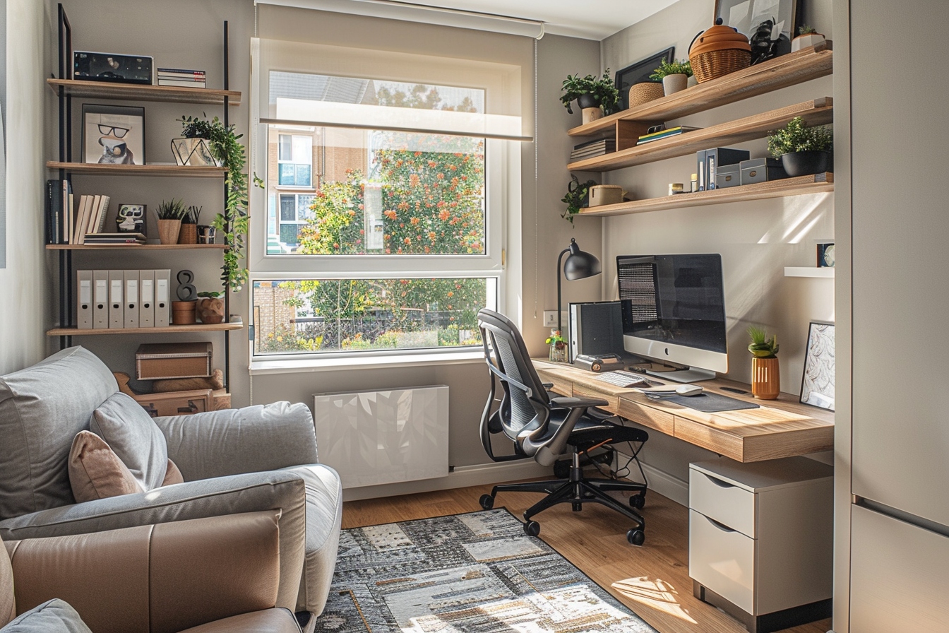 Aménagement astucieux d'un coin bureau fonctionnel dans un petit appartement à Rueil-Malmaison